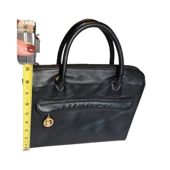 Giani Bernini Black Genuine Leather Satchel Tote Vintage-Era - Picture 9 of 12